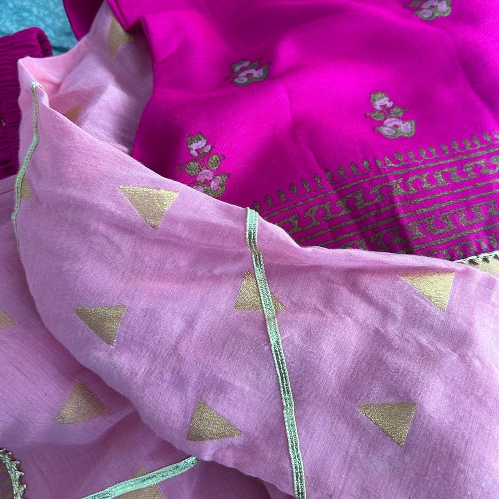 Vibrant Pink and Gold Embroidered Top - Picture 5 of 6
